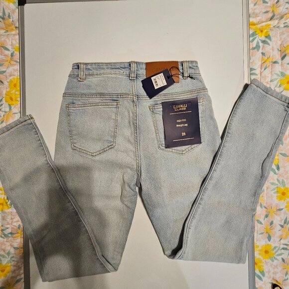 NWT Cavalli Class by Roberto Cavalli Straight Leg High Rise Washed Jeans Size 26 - Picture 5 of 8